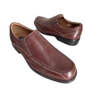 Bass 11.5 Mens Comfort Shoes Brown Leather Loafers Casual Slip On Minimalist